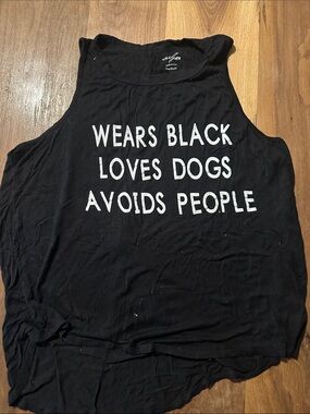 “Wears Black Loves Dogs Avoids People” Women’s Graphic Tank - Black